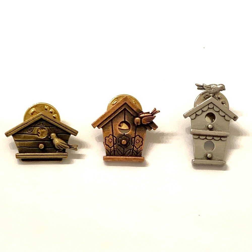Jonette Jewelry JJ Trio of Birdhouse Pins